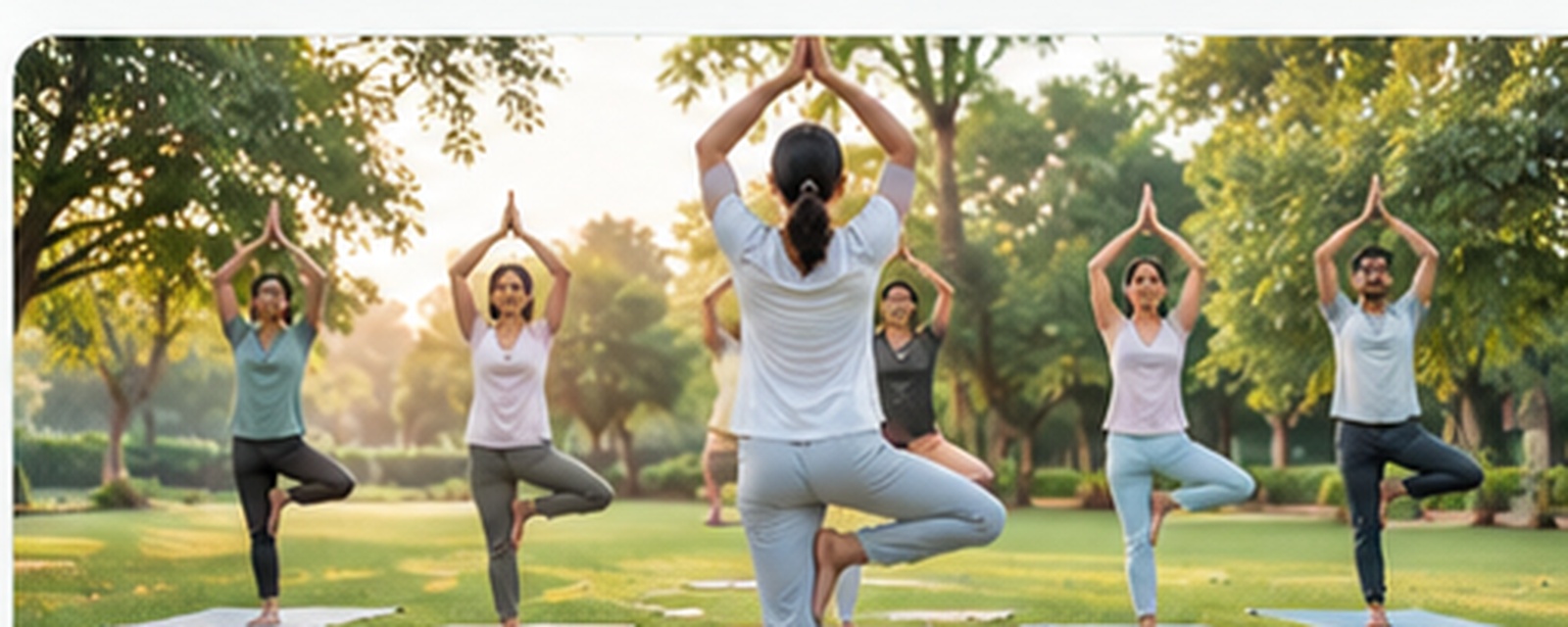 People practising yoga together