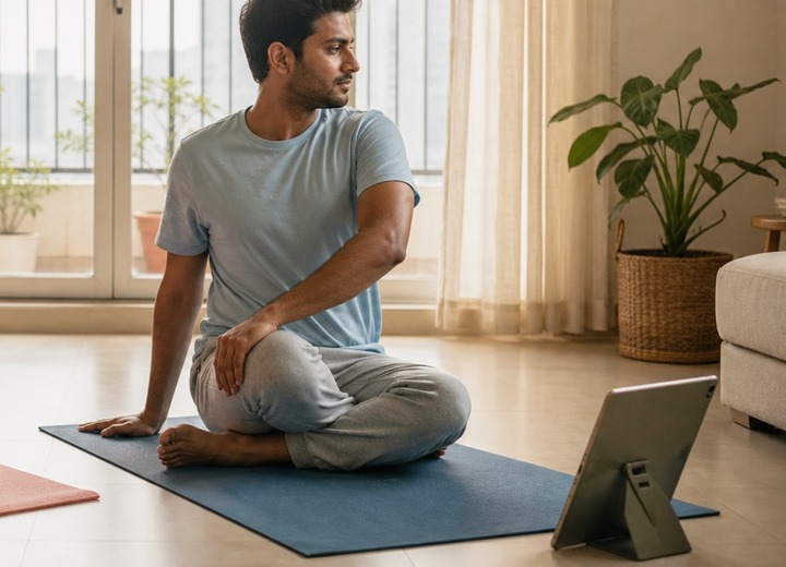 Yoga practice essentials and mat